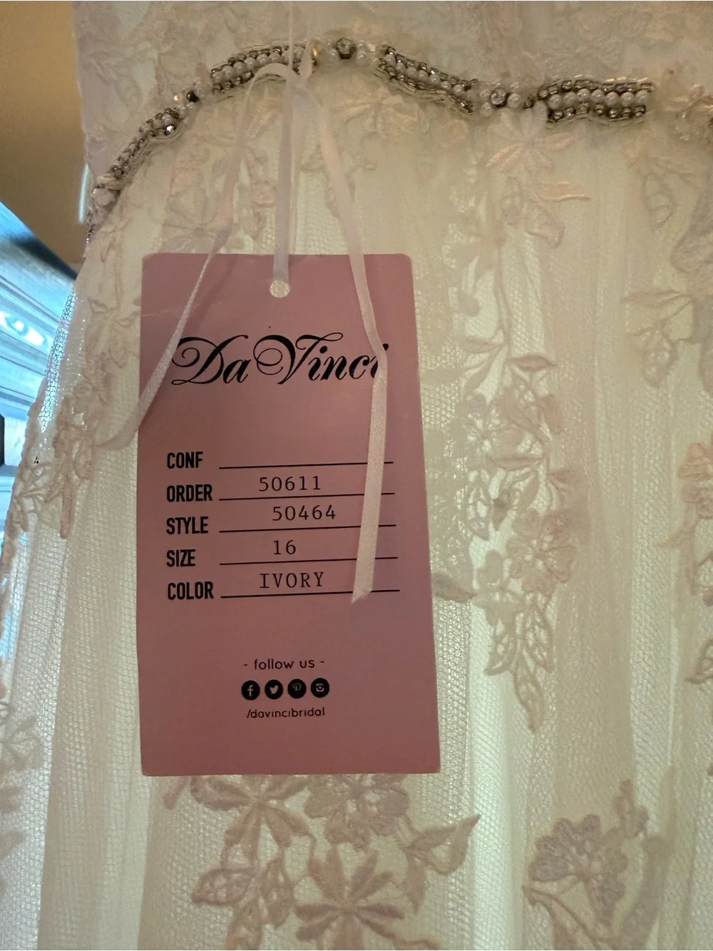 DaVinci White Bridal Gown with Delicate Beaded Waist